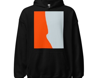Orange & Gray 2004 Abstract Unisex Hoodie - Modern Streetwear Sweatshirt, Cozy Fall Fashion, Unique Art Design