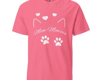 Meow Momma – Cute Cat Lover Shirt with Paws and Hearts Unisex garment-dyed heavyweight t-shirt