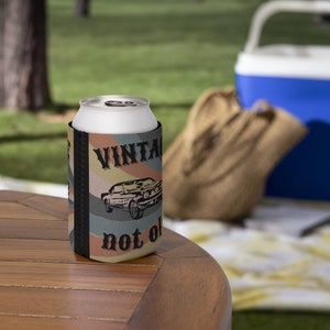 Vintage Not Old Can Cooler - Retro Insulated Drink Holder, Funny Beer Sleeve, Unique Gift for Dad & Friends