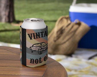Vintage Not Old Can Cooler - Retro Insulated Drink Holder, Funny Beer Sleeve, Unique Gift for Dad & Friends