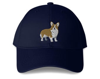 Corgi Embroidered Structured 6-Panel Adjustable Baseball Cap