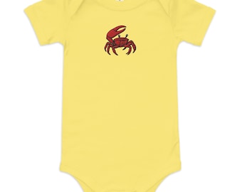Fiddler Crab Embroidered Baby short sleeve one piece