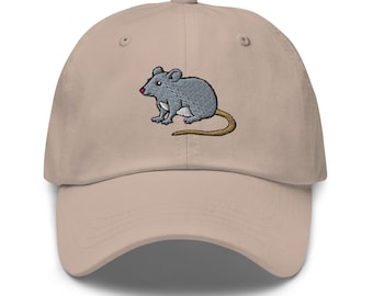 Happy Rat Embroidered Dad Hat - Cute Animal Baseball Cap, Casual Adjustable Hat for Men & Women, Gift for Rat Lovers