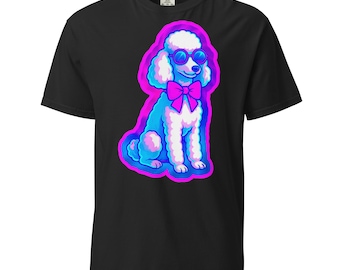 Chillwave Poodle Tee – Retro Neon Poodle with Sunglasses & Bow Unisex garment-dyed heavyweight t-shirt