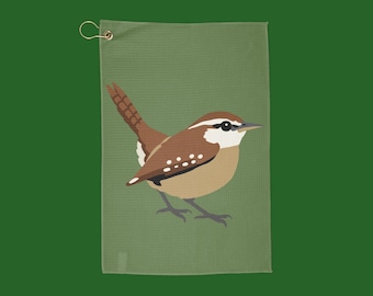 Carolina Wren Golf Towel - Birdie Bird for Golfers