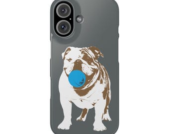 Cute and Playful Bulldog with Blue Ball Phone Case for iPhone 7-16