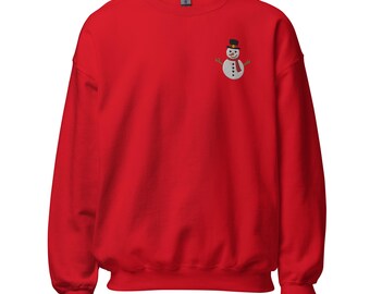 Snow Man Embroidered Unisex Sweatshirt, Cozy Winter Apparel, Cute Holiday Gift, Festive Sweatshirt for Winter Fashion