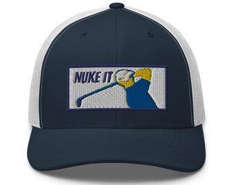 Embroidered Golf "Nuke It" Trucker Cap: Retro Golfer Hat