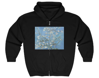 Van Gogh Almond Blossom Hoodie Adult Unisex Heavy Full Zip Hooded Sweatshirt