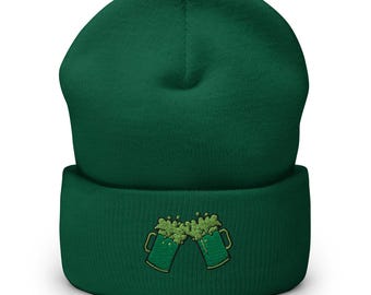 Two Green Beers Beanie | Embroidered Cuffed Hat for Men & Women | Green Beer Lovers Gift | St. Patrick's Day Style