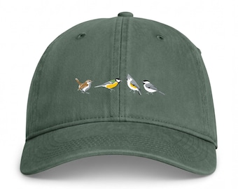 Backyard Birding Coastal Washed Hat | Carolina Wren, Great Tit, Tufted Titmouse & Chickadee