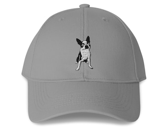 Boston Terrier Embroidered Structured 6-Panel Adjustable Baseball Cap