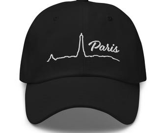 Paris Skyline Embroidered Dad Hat – Eiffel Tower Baseball Cap, Paris Lover Gift, Minimalist French Travel Hat