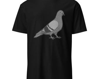 Pigeon T-Shirt Unisex Minimalist Urban Bird Tee Cotton Short Sleeve Casual Top