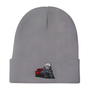 刺繍入り蒸気機関車列車ビーニー | かわいい列車帽子 | 列車愛好家や鉄道ファンへのユニークなギフト