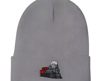 Embroidered Steam Engine Locomotive Train Beanie | Cute Train Hat | Unique Gift for Train Lovers & Railway Enthusiasts