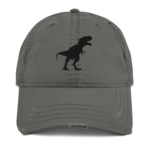Tyrannosaurus Silhouette Embroidered Dinosaur Distressed Hat