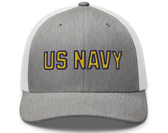 US Navy Hat Embroidered Trucker Cap - Adjustable Mesh Back Hat for Men & Women, Military Dad Gift, Veteran Pride Baseball Hat