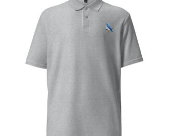 Blue Bird Embroidered Unisex Polo Shirt - Breathable Pique Fabric, Casual & Stylish, Perfect Gift for Bird Lovers