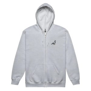 Embroidered Pigeon Hoodie | Unisex Heavy Blend Zip Sweatshirt | Cute Bird Design, Gift for Animal Lovers & Nature Enthusiasts