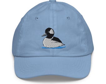 Adorable Buffle Head Duck Embroidered Youth baseball cap Ages 5 and up