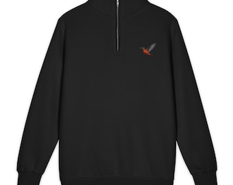 Cinnamon Hummingbird Embroidered 1/4 Zip Sweatshirt