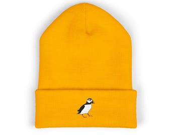 Atlantic Puffin Embroideredd Bird Classic Cuffed Beanie (Embroidery)