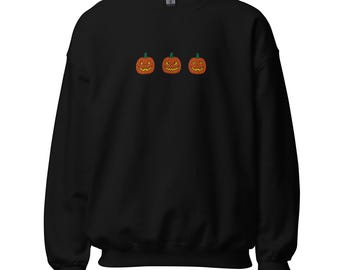 Jack O Lantern Pumpkins Embroidered Unisex Sweatshirt