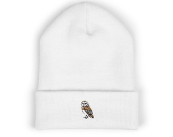 Embroidered Barn Owl Classic Cuffed Beanie (Embroidery)