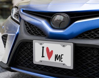 I Love Me Vanity Plate – Drawn Heart Car Tag for Self-Love & Confidence Vanity license plate