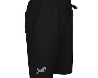 Silver Stallion Embroidered Men's Fleece Shorts - Cozy Athletic Bottoms for Comfort & Style, Perfect Gift Idea!