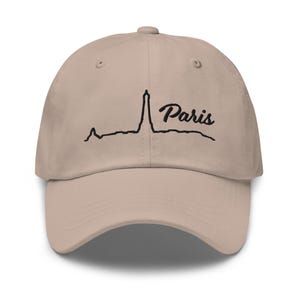 Minimalist Paris Skyline Dad Hat – Embroidered Adjustable Baseball Cap, Travel Gift & Casual Style Accessory