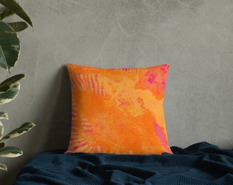 Linen Feel Throw Pillow Orange Spirit Premium Pillow
