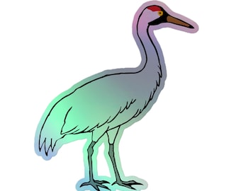 Whooping Crane Holographic Stickers | Wildlife Stickers for Nature Lovers | Eco-Friendly Vinyl | Unique Gift Idea