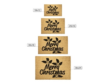 Merry Christmas Welcome Mat, Entrance Doormat with Mistletoe, Holiday Decor, Festive Door Mat, Christmas Home Decor