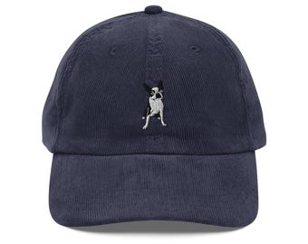 Boston Terrier Embroidered Corduroy Hat – Gift for Dog Lovers, Cozy Pet Lover Cap