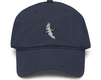 Belted Kingfisher Embroidered Bird Garment washed baseball cap