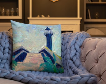 Throw Pillow "Tybee Island Lighthouse"  Original Art Throw Pillow