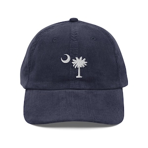 Embroidered Corduroy South Carolina Cap: Palmetto & Crescent Dad Hat