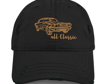 Classic Mustang Embroidered Dad Hat - Distressed Vintage Style Unisex Baseball Cap, Perfect Gift for Car Enthusiasts