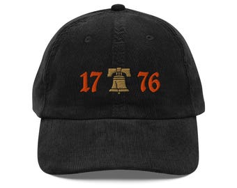 1776 Liberty Bell Vintage Corduroy Hat – Embroidered Patriotic Cap