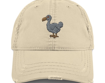 Dodo Bird Distressed Dad Hat, Embroidered Cap, Adjustable Vintage Style, Cute Bird Hat for Animal Lovers, Unique Gift Idea