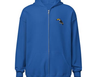 Toco Toucan Embroidered Unisex Full zip hoodie