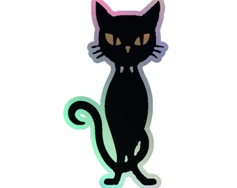 Spooky Vampire Cat Holographic Stickers - Cute and Creepy Halloween Decor - Perfect for Laptops, Journals and Water Bottles
