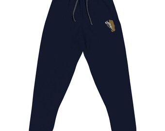 Red Cockaded Woodpecker Joggers, Embroidered Bird Unisex Sweatpants, Stylish Eco-Friendly Athleisure Wear