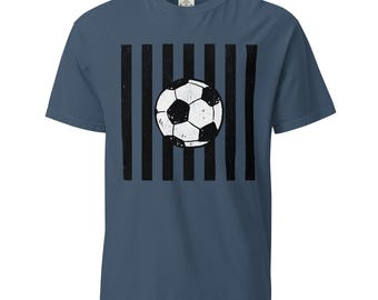 Distressed Soccer Ball Shirt, Vintage Futbol Graphic Tee, Garment-Dyed Cotton T-Shirt