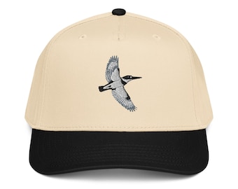 Flying Belted Kingfisher Embroidered 5 panel cap