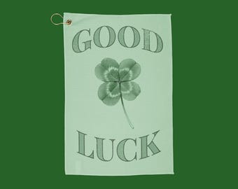 Four Leaf Clover Good Luck Golf Towel | Lucky Golfing Accessory