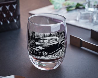 Whiskey Glass Vintage 1950s Ford Truck