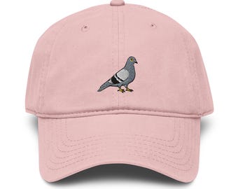 Pigeon Embroidered Garment washed baseball cap